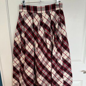 Replay Red Plaid Midi Wool-Blend Skirt